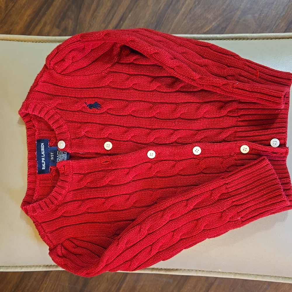 Ralph Lauren kids cable button knit sweater.